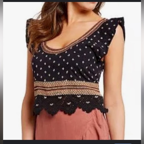 Free People Santorini embroidered top in midnight - Picture 3 of 8